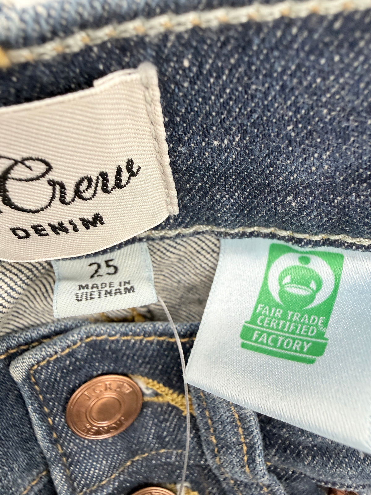 J.Crew Toothpick Jeans 25 Blue 9in Rise Button Fly Perfecting Pockets NWT