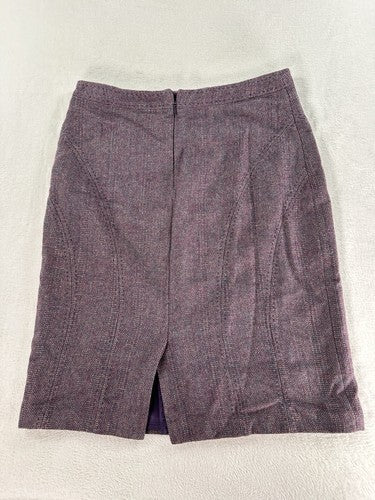 Coldwater Creek Pencil Skirt Size 8 Purple Wool Blend Tweed Knee Length Womens