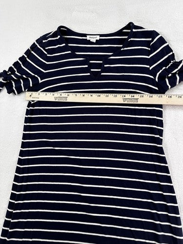 Westport Dress Medium Navy Blue Striped Jersey Knee Length Stretch Lightweight