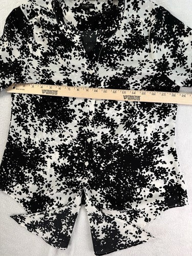 Talbots Top Small Petite Tie Hem Long Sleeve Floral Print Blouse Long Sleeve SP