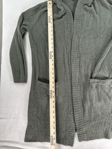 CozyChic Lite Long Weekend Cardi Small Sage Green Hooded Cardigan Open Front