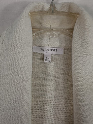 T By Talbots XL Colorblock Topper Vest Neutral Ivory Gray Womens