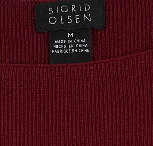 Sigrid Olsen Sweater Medium Burdundy Red Sleeveless Womens