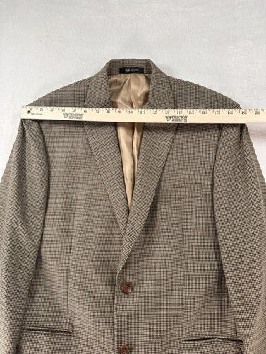 Lauren Ralph Lauren Blazer 40R Men’s Brown Tan Houndstooth Suit Jacket 2 Button