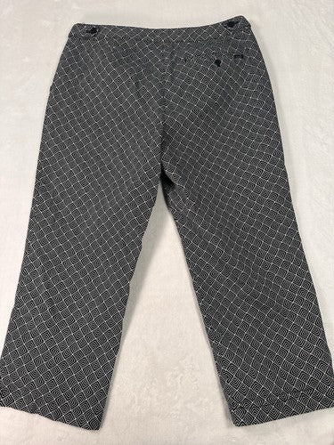 Liz Golf Capri Pants 14 Audra Black White Geometric Print Claiborne Womens