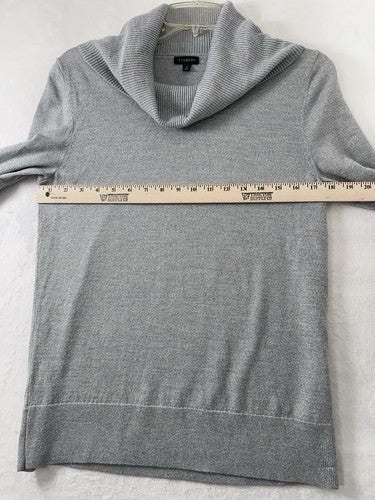 Talbots Medium Cowl Neck Sweater Turtleneck Gray Silver Metallic Top Womens