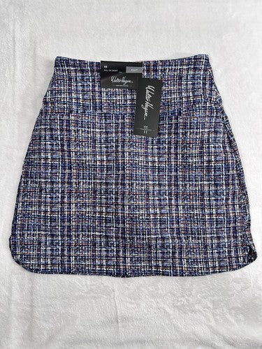 Walter Hagen 17” Golf Skort XS Pull On Sculpt Blue Tweed Print Womens NWT