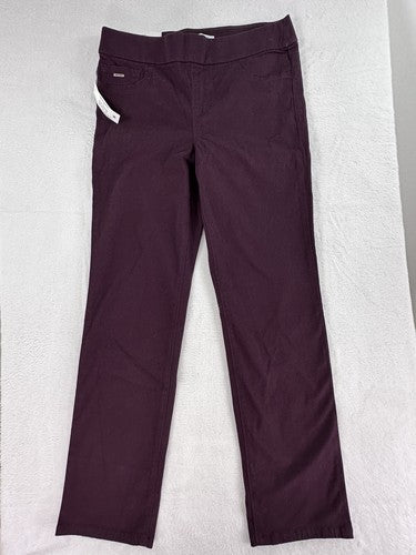 Nine West Heidi Pull On Jeans Pants Straight Leg 4 NWT Burgundy Womens