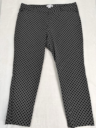 Liz Claiborne Emma Ankle Pants Size 16 Black White Geometric Print Womens