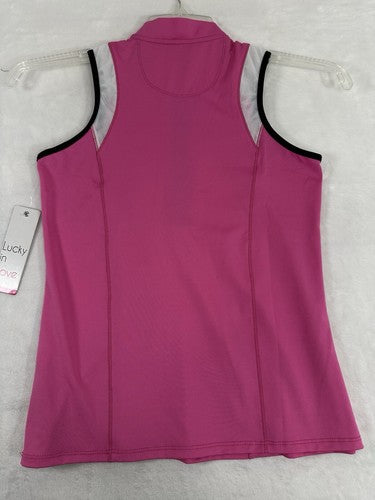 Lucky In Love XS Top Vaportex Pink 1/2 Zip Womens Sleeveless NWT