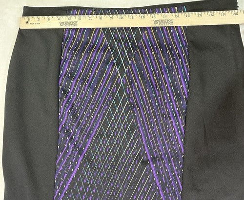 Worthington Pencil Skirt 1X Side Zip Slit Black Geometric Print Knee Length