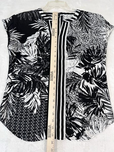Talbots Top Size P Petite Black White Blouse Sleeveless Top Polyester Womens