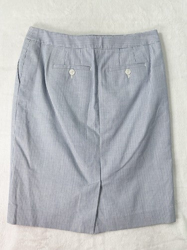 Talbots Skirt 2 Petite Blue White Striped Knee Length Cotton Stretch 2P Pencil