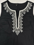 Talbots Top Size 4 Small Linen Blend Sleeveless Embroidered Black