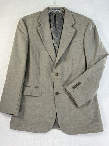 Lands End Blazer 40R Wool Brown Tan Houndstooth Jacket Mens