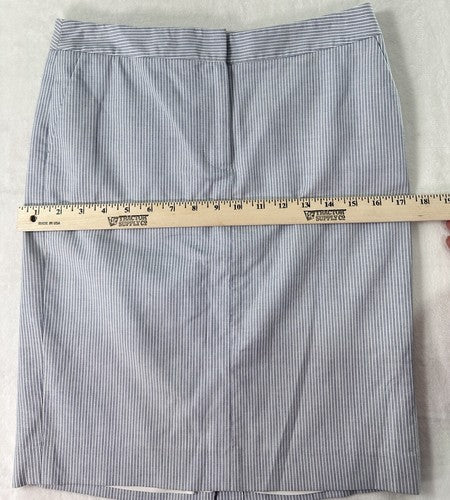 Talbots Skirt 2 Petite Blue White Striped Knee Length Cotton Stretch 2P Pencil