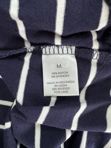 Westport Dress Medium Navy Blue Striped Jersey Knee Length Stretch Lightweight