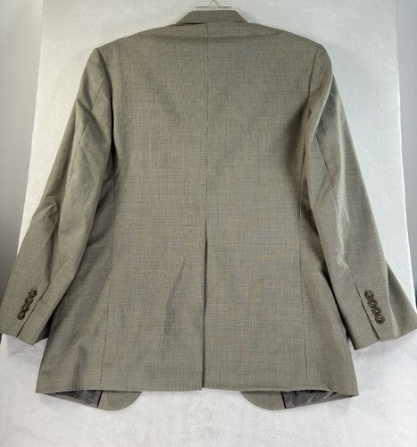 Lands End Blazer 40R Wool Brown Tan Houndstooth Jacket Mens