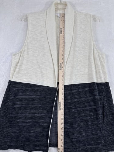 T By Talbots XL Colorblock Topper Vest Neutral Ivory Gray Womens