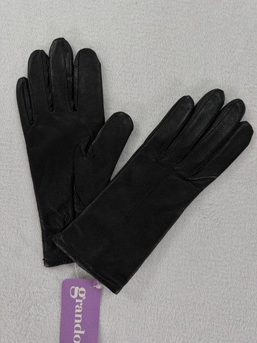 Vintage Grandoe Leather Gloves Womens Black Size Medium Original Tags