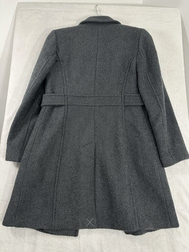 Talbots Coat Size 4 Boiled Wool Blend Gray Long Womens Single Breasted Jacket
