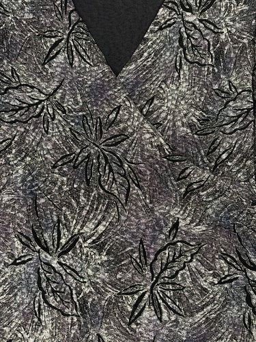 Citiknits Medium Faux Wrap Top Black Floral Print Womens Long Sleeve Blouse