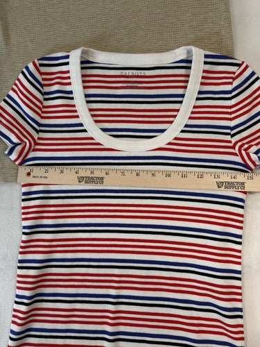 Talbots Tops P & Small Petite Lot Short Sleeve Blue Beige Red White Blue Womens