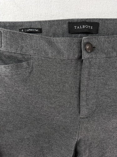 Talbots Lexington Pants 4 Gray Stretch Womens Zip Button Front