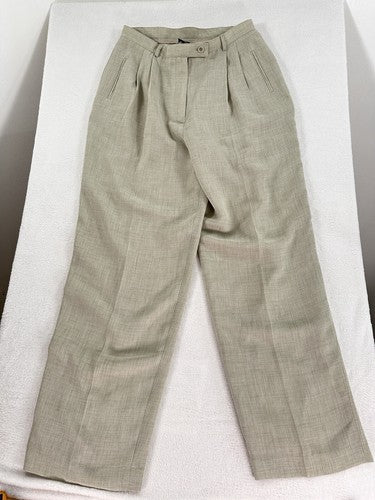 Vintage B Moss 90s Dress Pants 14 High Waist Pleated Tan Tags Made In USA Women