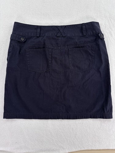 Lands End Skirt 12 Petite Navy Blue 100% Cotton Above The Knee Nautical Short