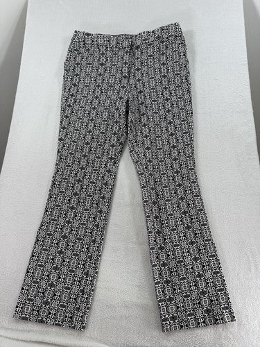 Chicos Pants Size 0.5 US 6 Black White Print Straight Leg Ankle Womens
