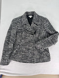 Coldwater Creek Mohair Wool Blend Moto Jacket 8 Black Gray Tweed Blazer Womens