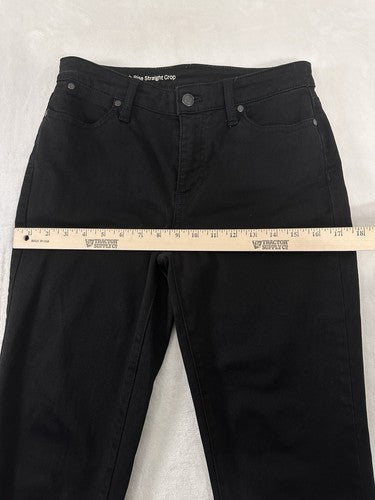 Talbots Size 2 High Rise Straight Crop Jeans Black Tassle Hem Womens Jean