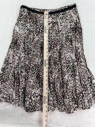 Christopher Banks Skirt 6P Petite Knee Length Black Brown Print Summer Rayon