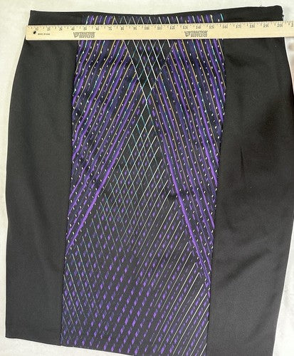 Worthington Pencil Skirt 1X Side Zip Slit Black Geometric Print Knee Length