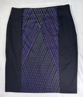 Worthington Pencil Skirt 1X Side Zip Slit Black Geometric Print Knee Length
