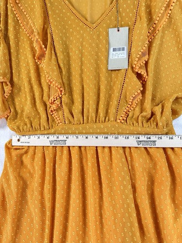 Scotch & Soda Dress Large Yellow Ruffled Swiss Dot Lined Short Womens NWT