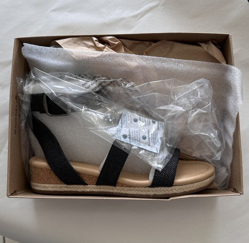 New Lucky Brand Sandals 7.5 Womens Black Espadrille Woven Shoes