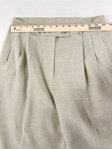 Vintage B Moss 90s Dress Pants 14 High Waist Pleated Tan Tags Made In USA Women