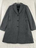Talbots Coat Size 4 Boiled Wool Blend Gray Long Womens Single Breasted Jacket