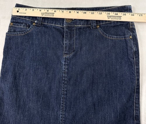 York & Company Denim Skirt Size 8 Dark Blue Jean Womens Pockets NEW