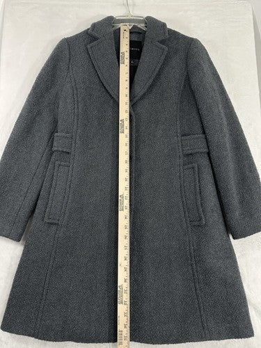 Talbots Coat Size 4 Boiled Wool Blend Gray Long Womens Single Breasted Jacket