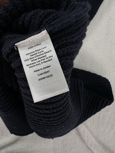 Talbots XS Sweater Navy Blue Thick Ribbed Cotton Mock Neck Womens