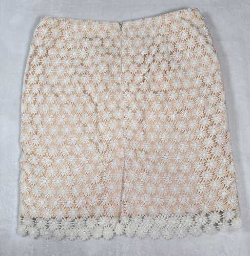 Talbots 10 Petite A-Line Skirt Floral Lace Overlay Knee Length Pink 10P