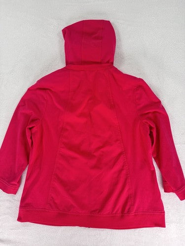Zenergy By Chicos Size 1 Jacket (US 8) Hot Pink Hooded Stretch Full Zip
