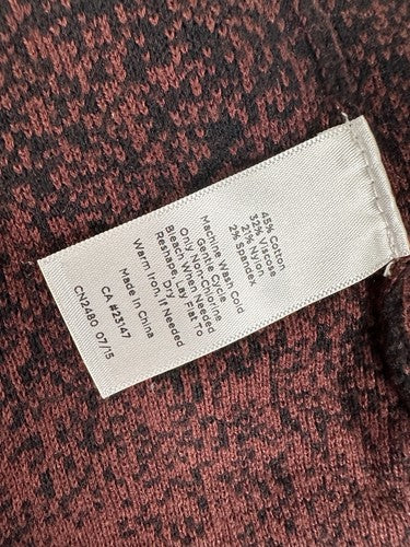 Talbots Large Open Front Cardigan Sweater Red Black Brown Gradient Knit Long