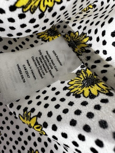 Talbots Top Medium Petite MP Sleeveless Shell Sunflower Print Ruffle Blouse
