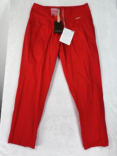 Italian Designer Mariagrazia Panizzi Pants Size US 12 IT 48 Red Hipster NWT