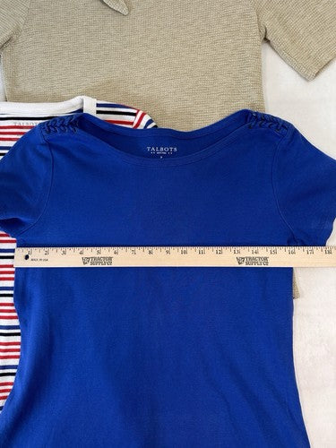 Talbots Tops P & Small Petite Lot Short Sleeve Blue Beige Red White Blue Womens