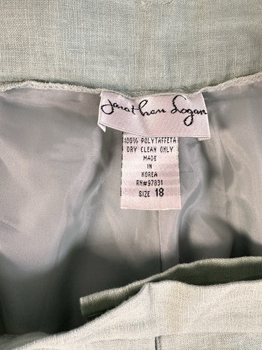 Vintage Linen Blend Dress Pants Size 18 Womens Pale Green Lined Jonathan Logan